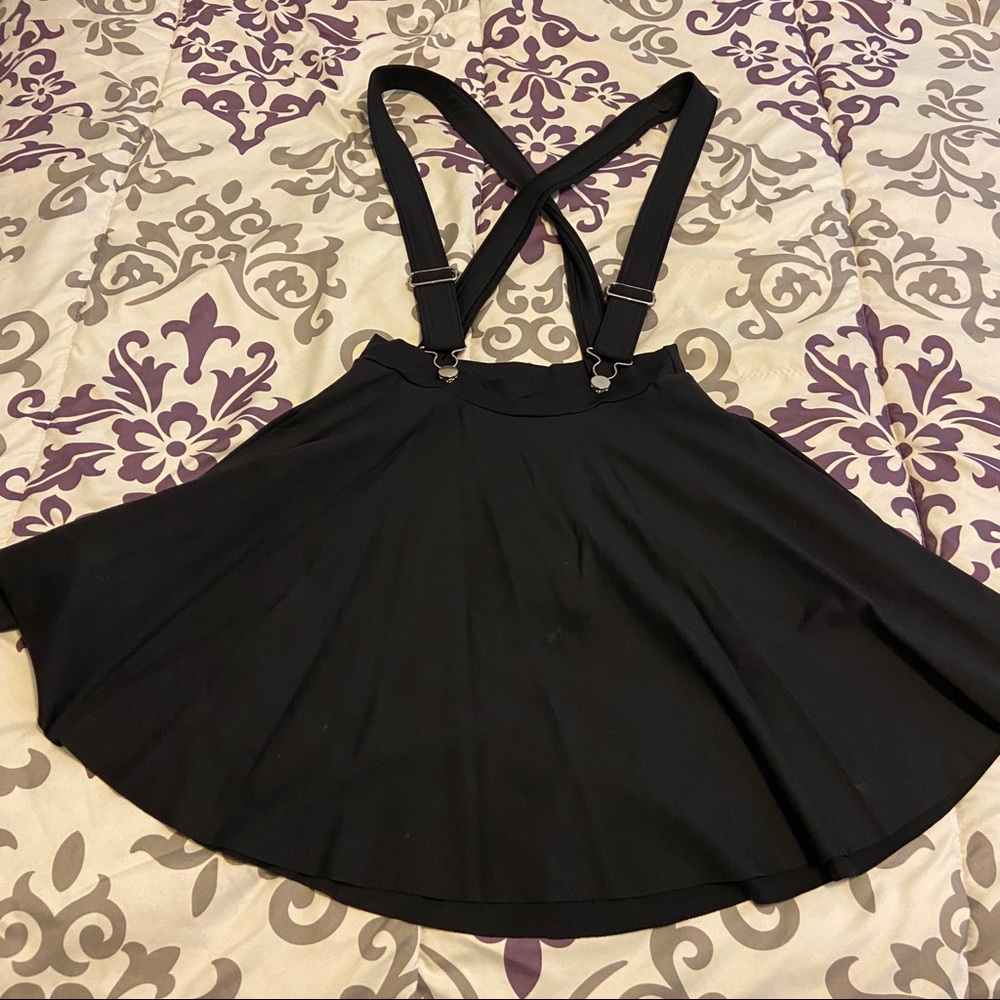 Matte Pinafore Pocket Skater Skirt EUC Black Milk